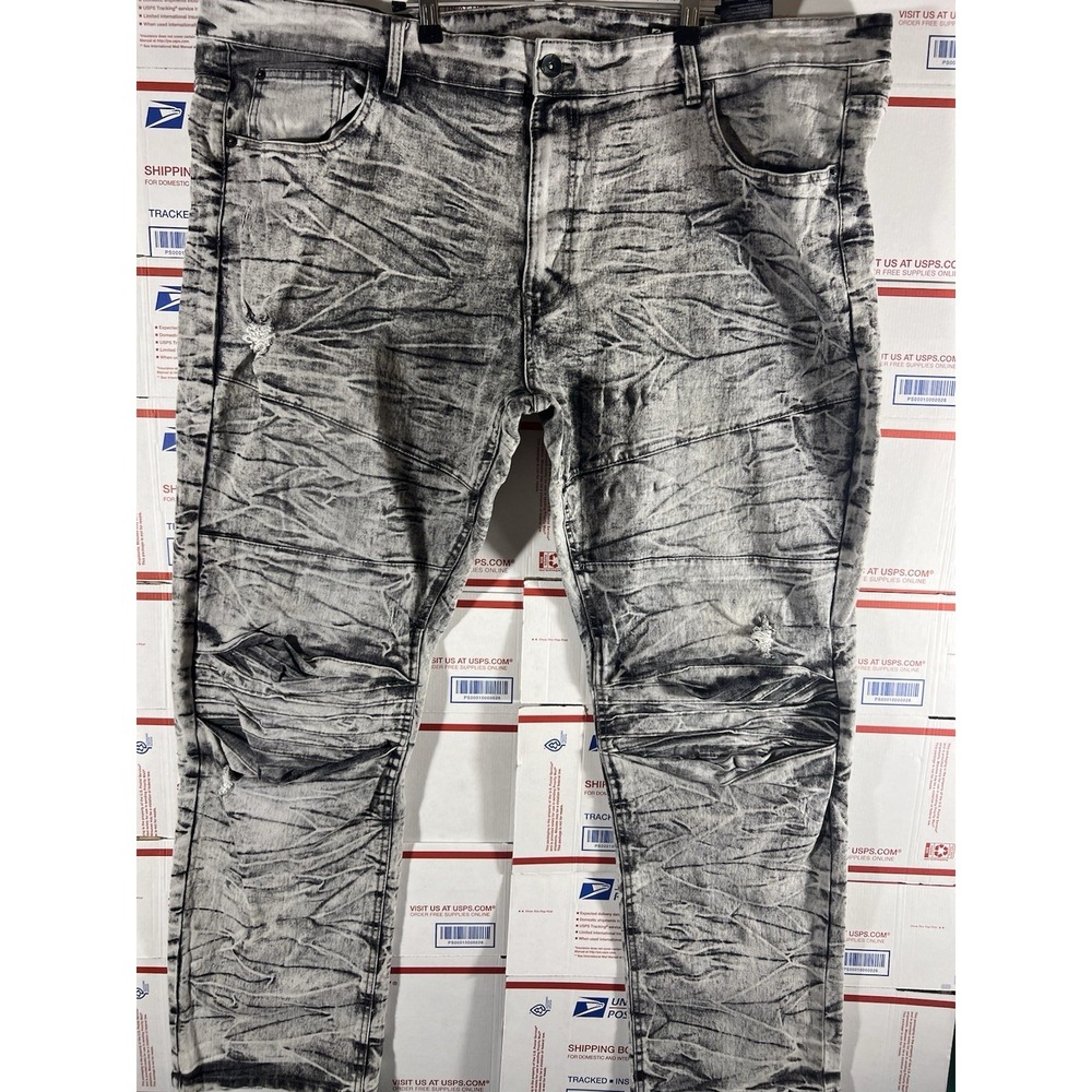 Southpole Jeans Mens Sz 48  Black Acid‎ Wash Denim Distressed Moto Grunge Y2K